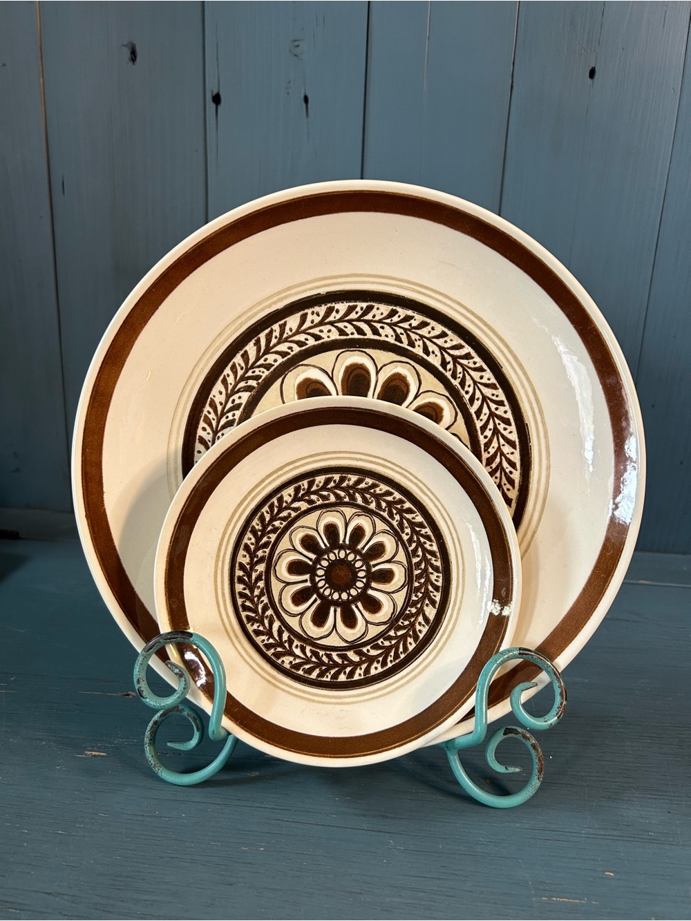Royal China Cavalier Brown Floral Ironstone Dinner Plate Set - Monterey